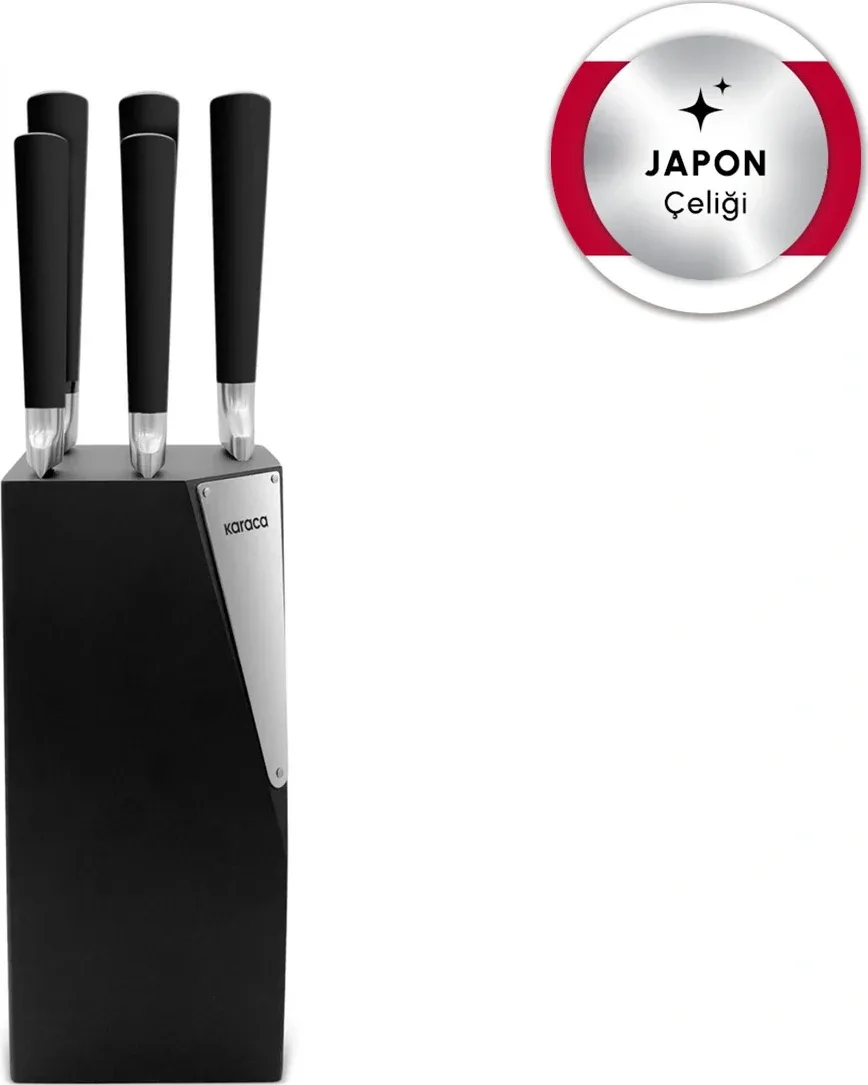 Karaca Samuray Thor New Japon Çeliği 6 Parça Bıçak Seti Siyah - görsel 6