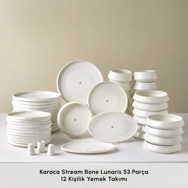 Karaca Stream Bone Lunaris Gold Logo 53 Parça 12 Kişilik Yemek Takımı