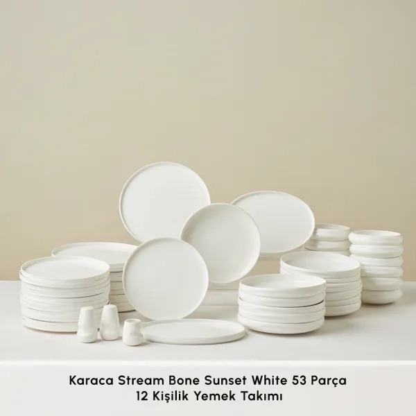 Karaca Stream Bone Sunset White 53 Parça 12 Kişilik Yemek Takımı