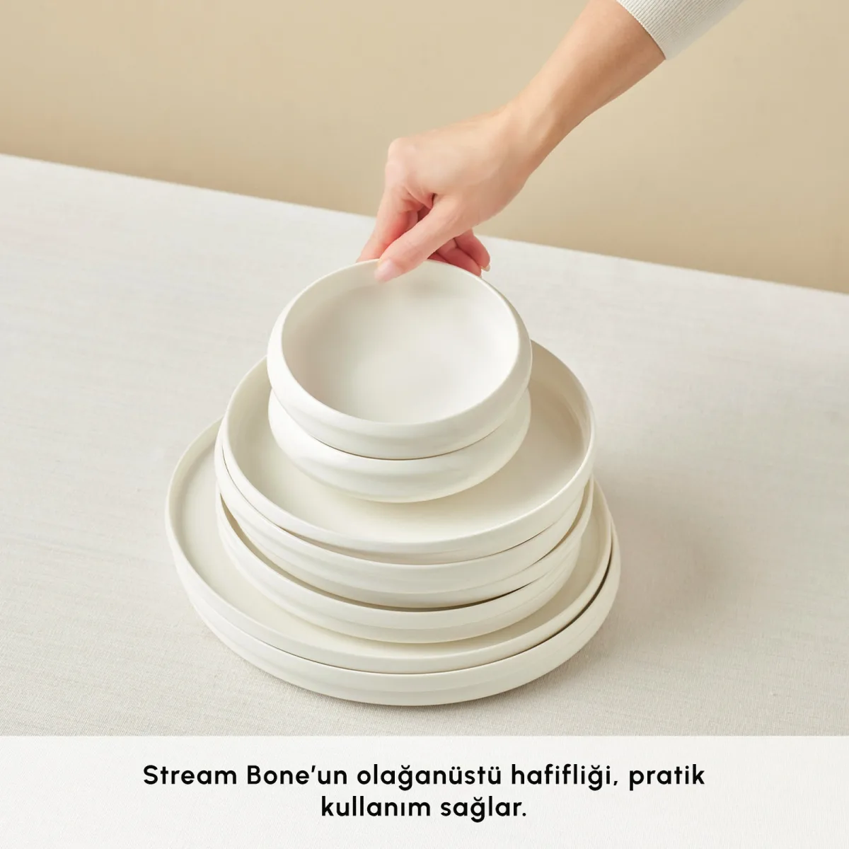 Karaca Stream Bone Sunset White 53 Parça 12 Kişilik Yemek Takımı - görsel 4