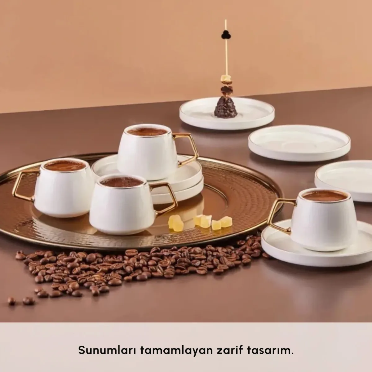 Karaca Streamline Saturn 6 Kişilik Kahve Fincan Takımı 100 ml Gold - görsel 5