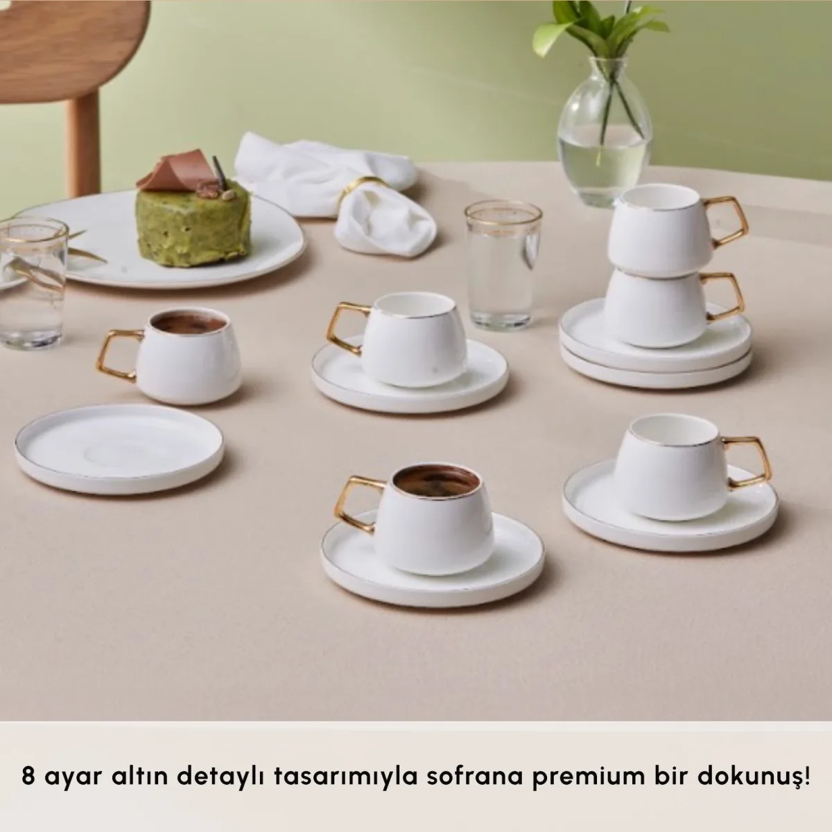 Karaca Streamline Saturn 6 Kişilik Kahve Fincan Takımı 100 ml Gold - görsel 3