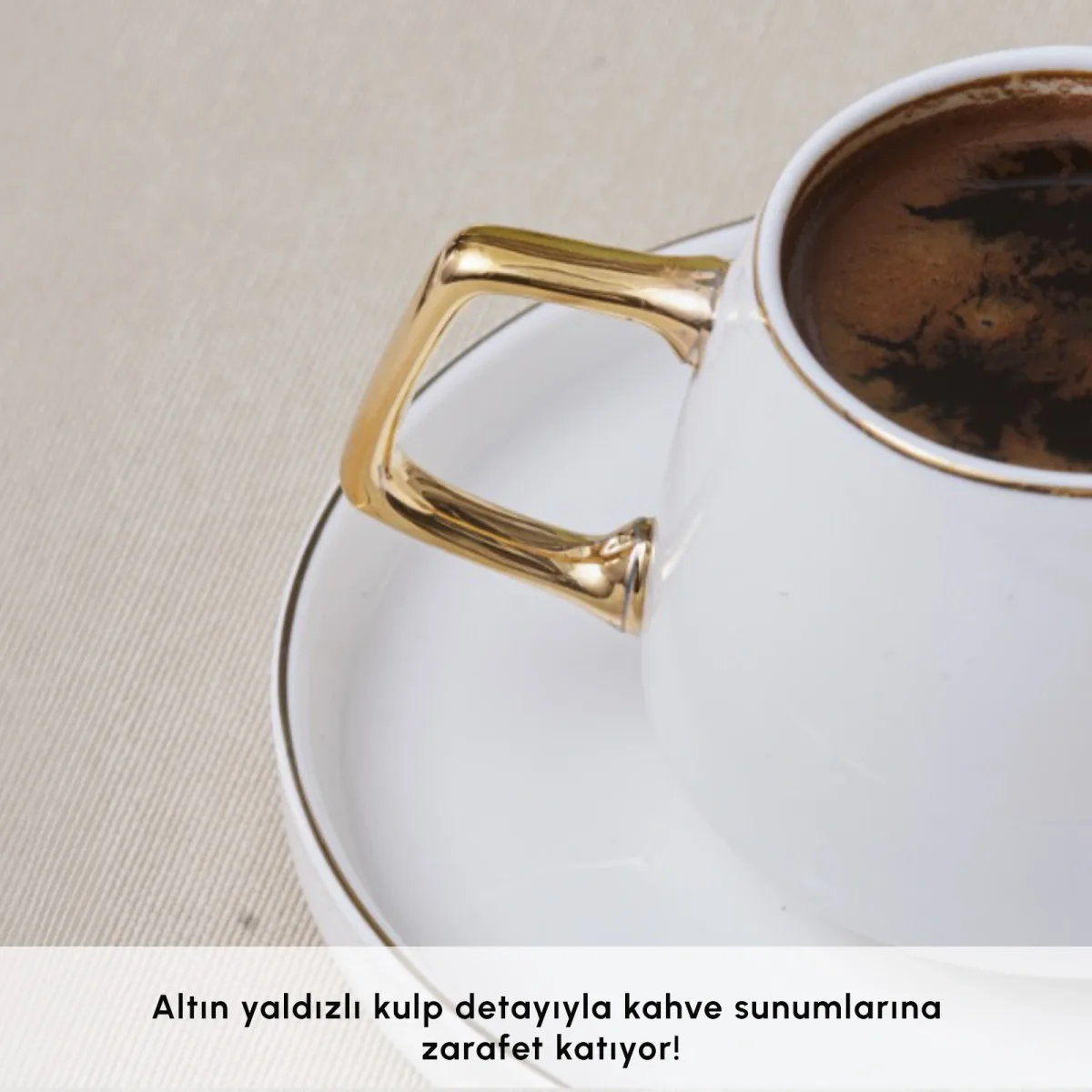 Karaca Streamline Saturn 6 Kişilik Kahve Fincan Takımı 100 ml Gold - görsel 6