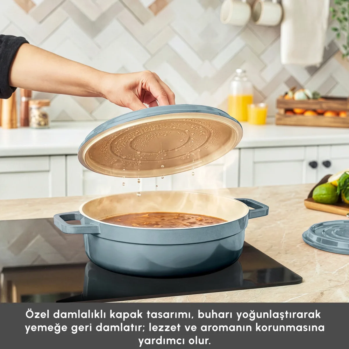 Karaca Swiss Crystal Neocast 7 Parça Döküm Tencere ve Tava Seti Antrasit - görsel 6