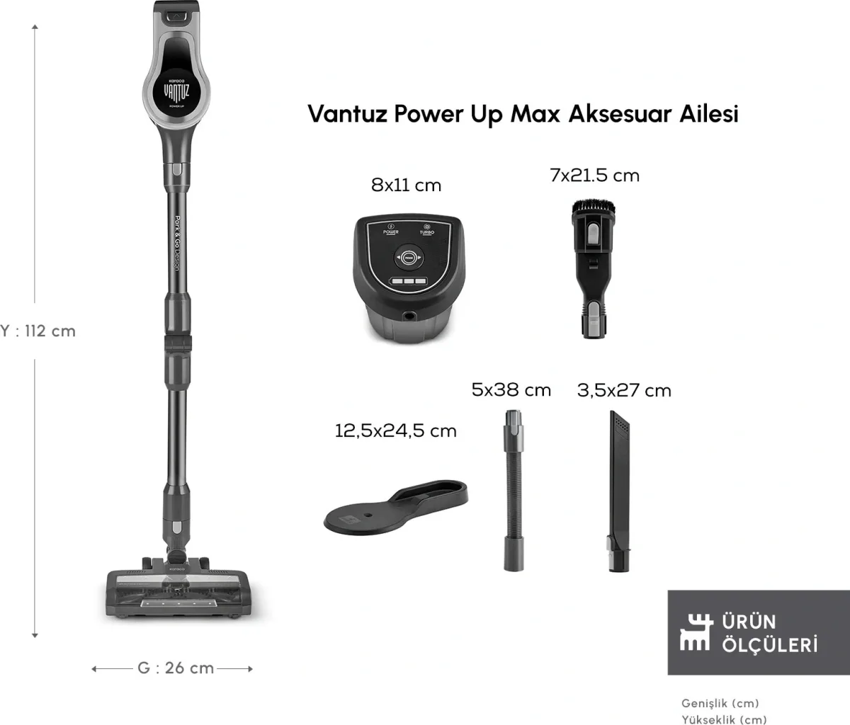 Karaca Vantuz Power Up Max Dikey Süpürge Silver - görsel 3