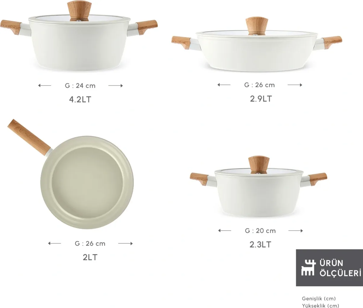 Karaca x Refika Swiss Crystal Almond Cream 7 Parça Tencere ve Tava Seti - görsel 2