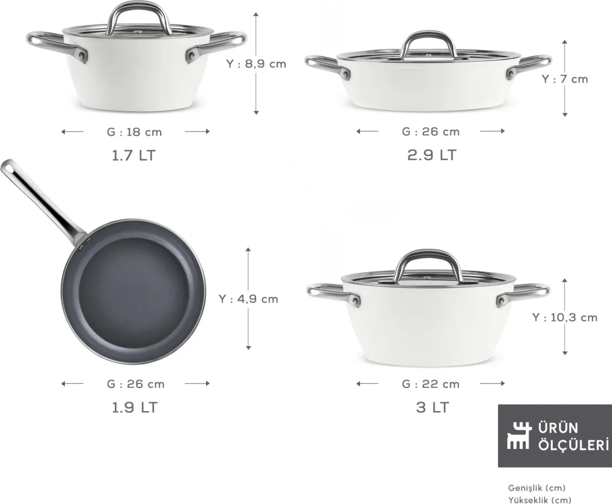 Karaca x Refika Swiss Crystal Creamy Metal Kulplu 7 Parça Tencere ve Tava Seti Krem - görsel 2