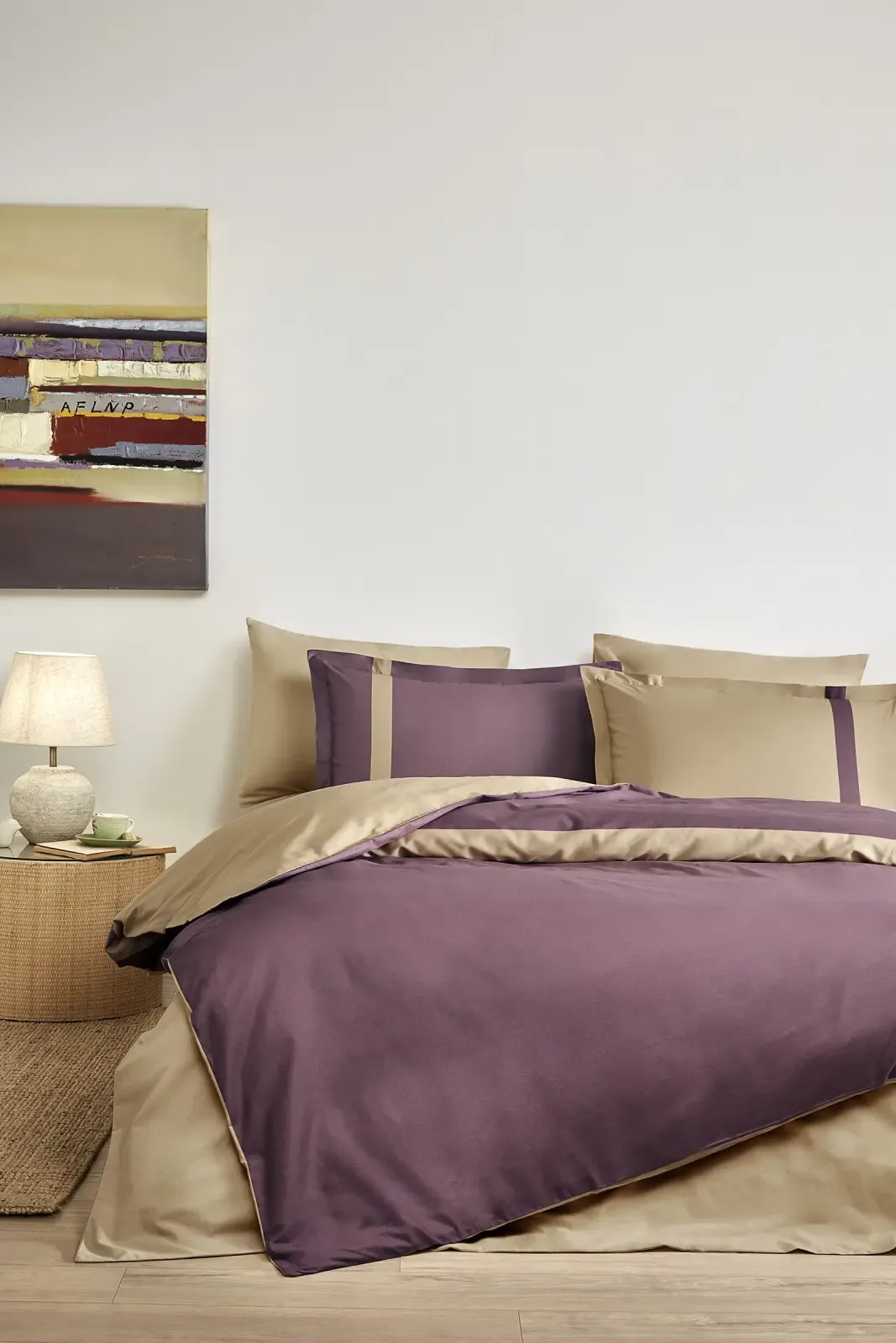 Özdilek Colour Stripe Çift Kişilik Nevresim Takımı Mürdüm