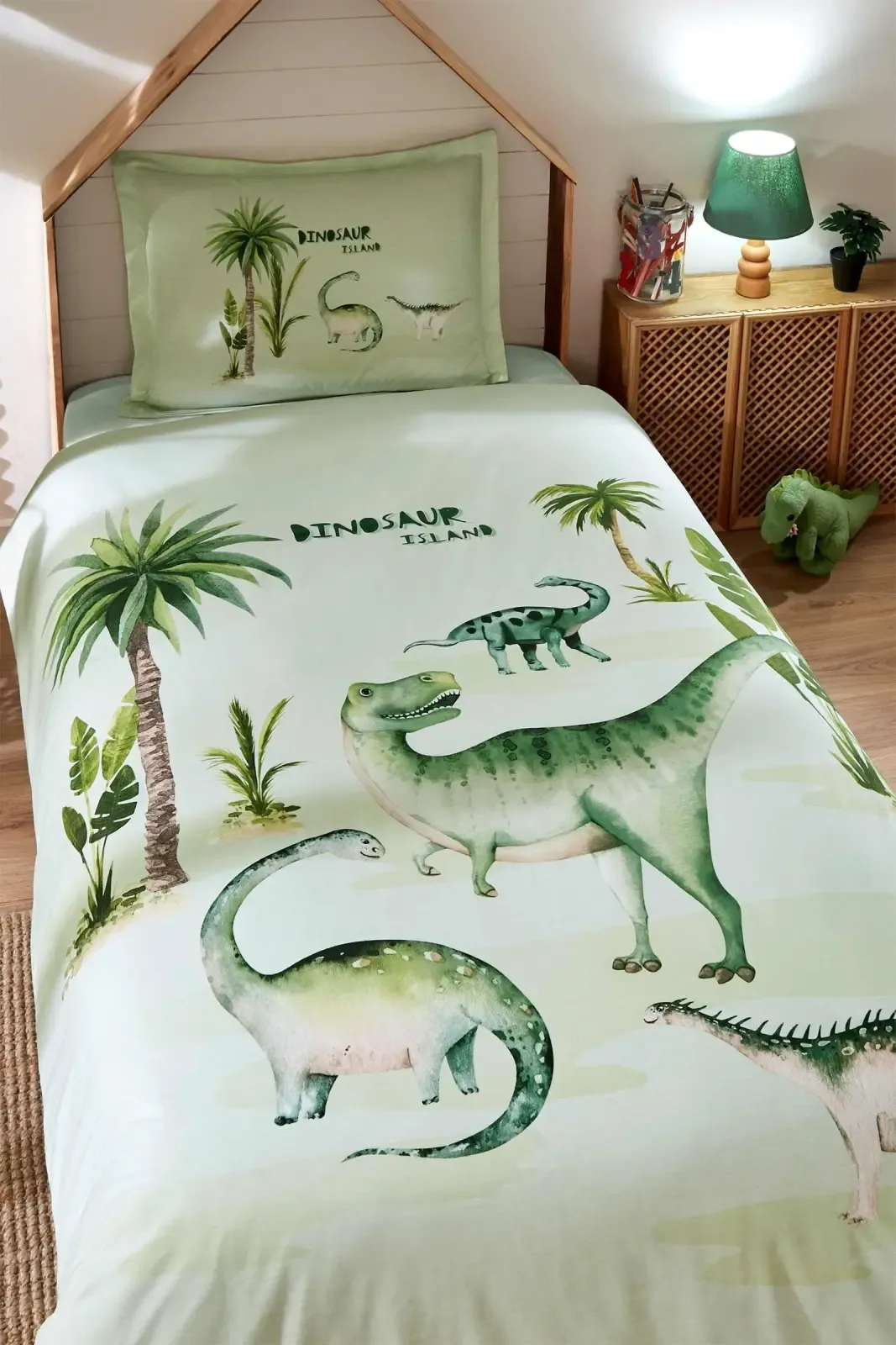 Özdilek Dinosaur Tek Kişilik Lastikli Çarşaf Nevresim Takımı - görsel 2