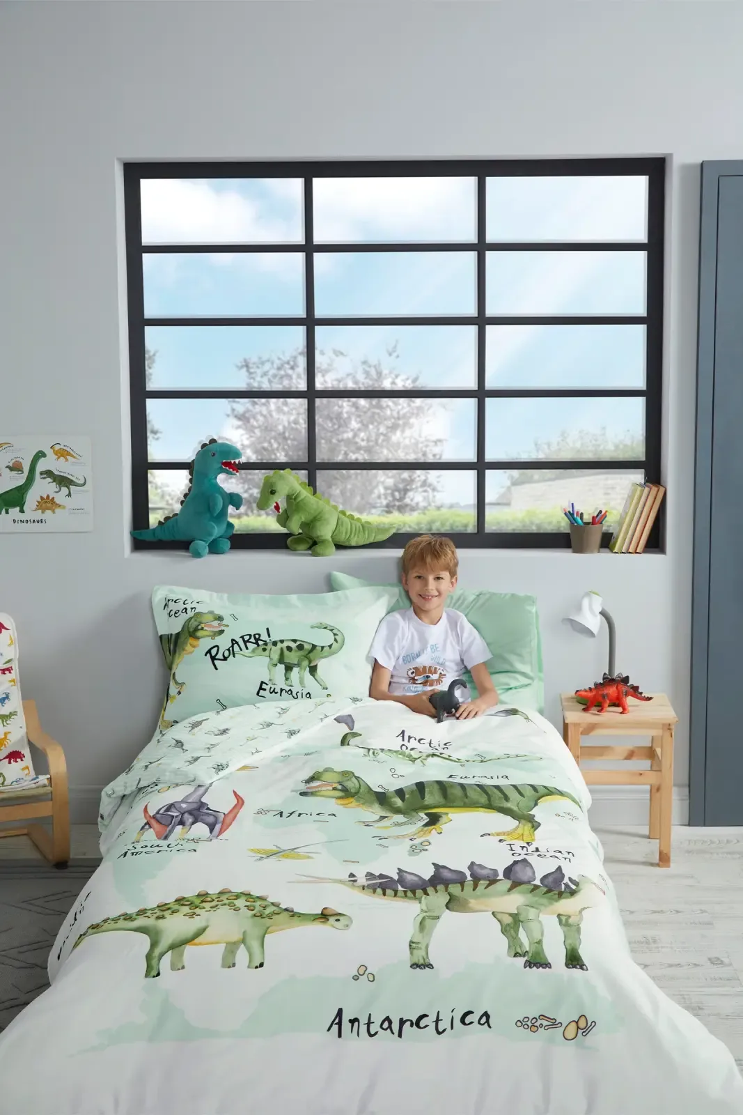 Özdilek Dinosaur Time Tek Kişilik Lastikli Çarşaf Nevresim Takımı