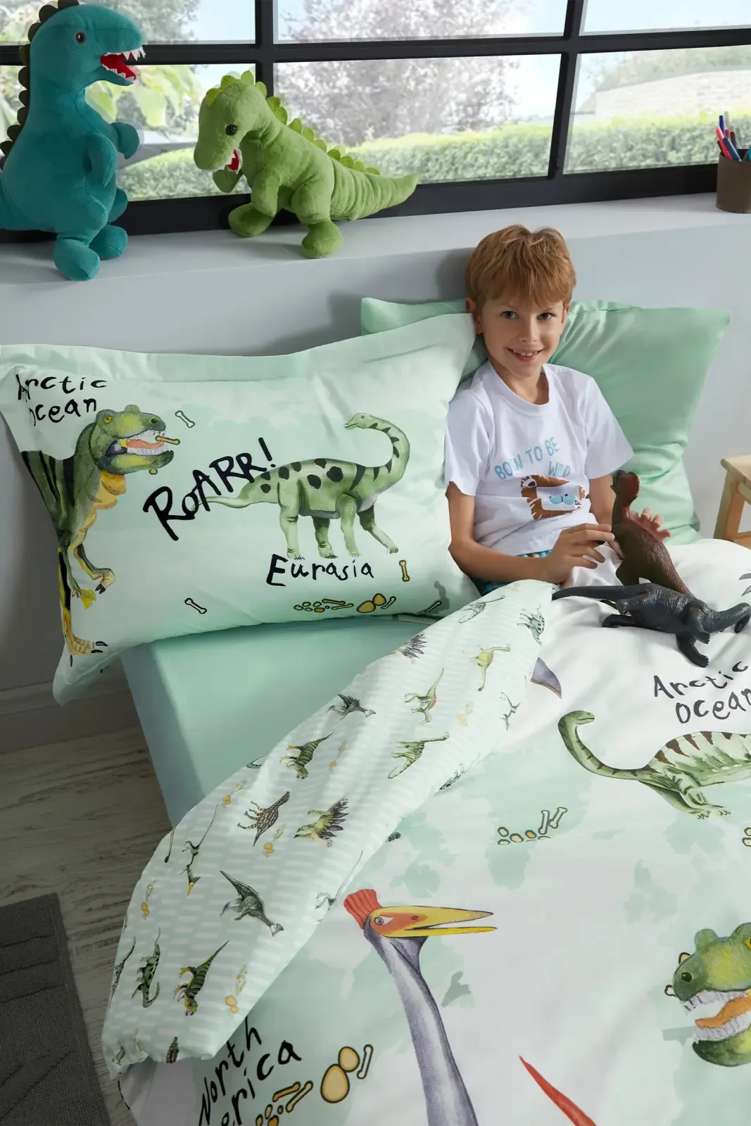 Özdilek Dinosaur Time Tek Kişilik Lastikli Çarşaf Nevresim Takımı - görsel 2