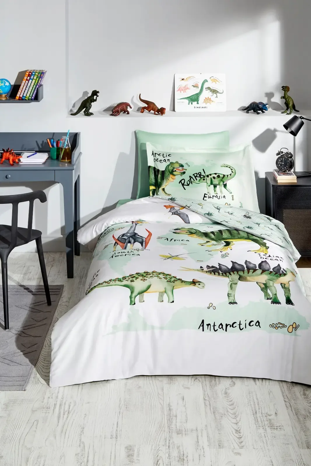 Özdilek Dinosaur Time Tek Kişilik Lastikli Çarşaf Nevresim Takımı - görsel 4
