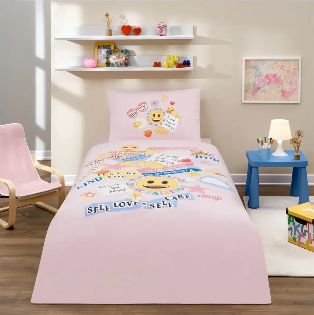 Özdilek Emoji Cute Tek Kişilik Lastikli Çarşaf Nevresim Takımı - görsel 4