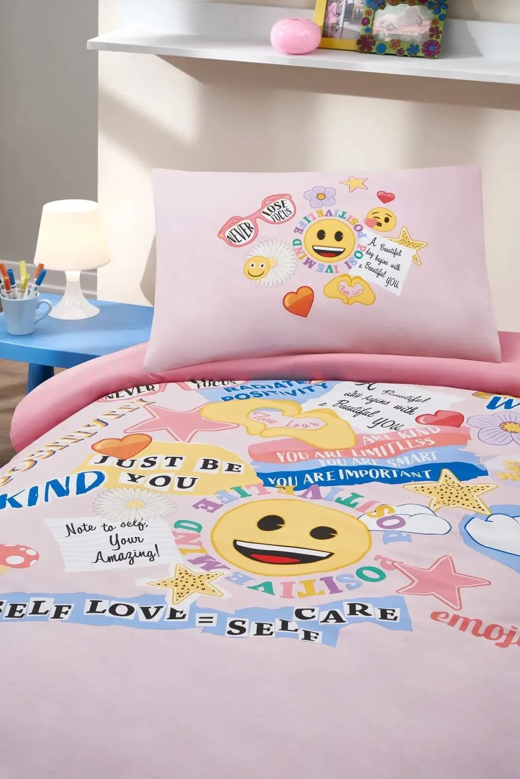 Özdilek Emoji Cute Tek Kişilik Lastikli Çarşaf Nevresim Takımı - görsel 2