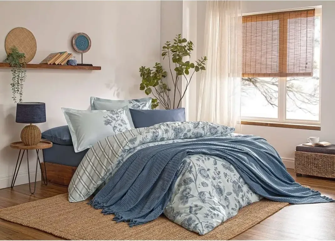 Özdilek Fresque Çift Kişilik Pikeli Nevresim Takımı İndigo - görsel 4