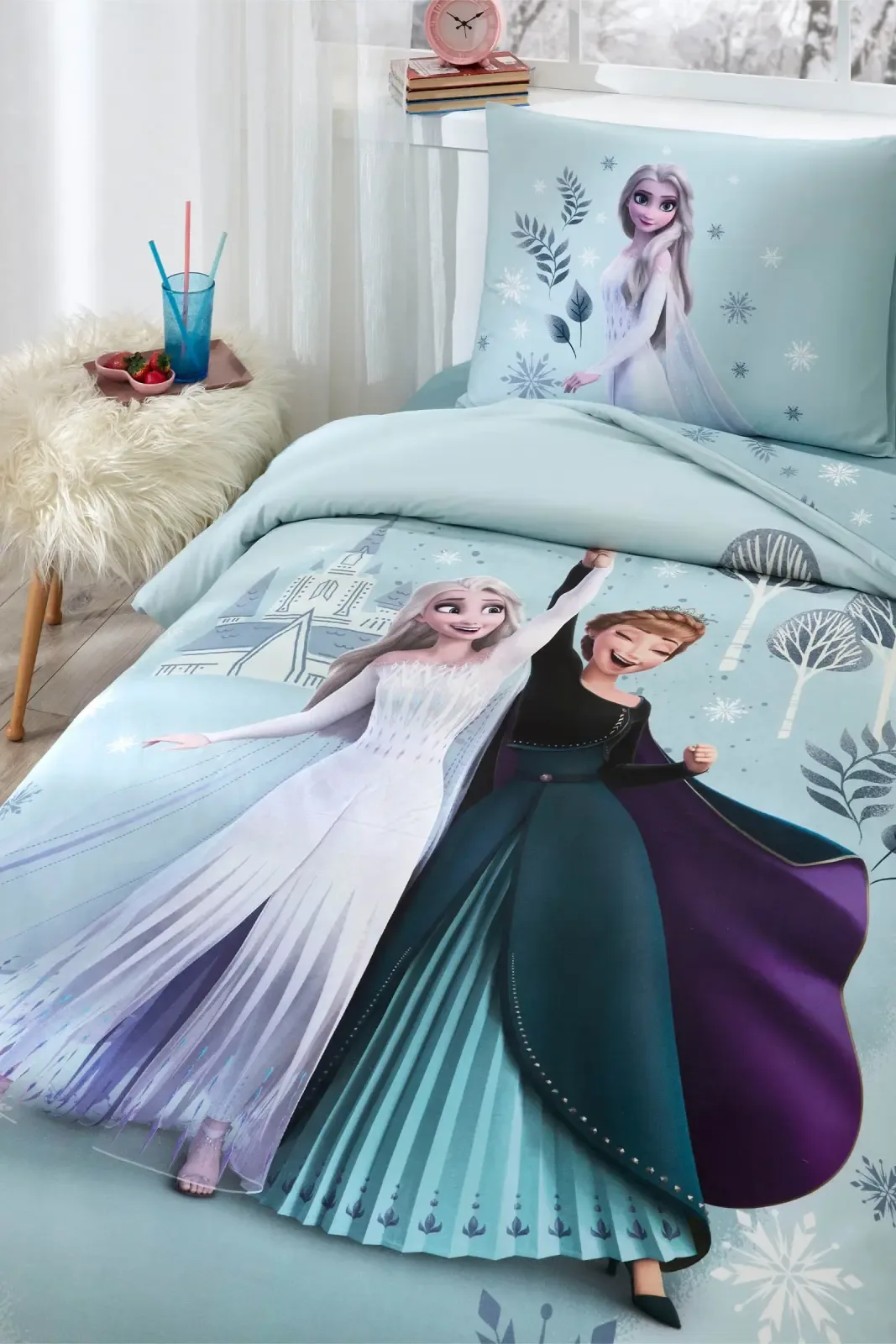 Özdilek Frozen Leaves Tek Kişilik Disney Lisanslı Lastikli Çocuk Nevresim Takımı - görsel 2