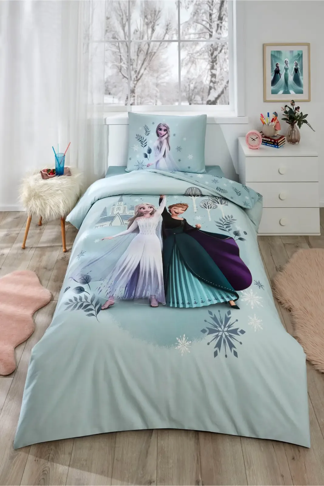 Özdilek Frozen Leaves Tek Kişilik Disney Lisanslı Lastikli Çocuk Nevresim Takımı