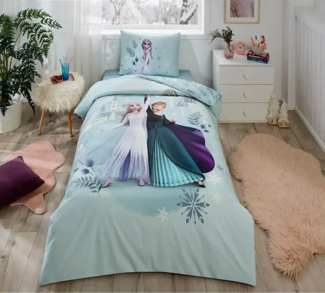 Özdilek Frozen Leaves Tek Kişilik Disney Lisanslı Lastikli Çocuk Nevresim Takımı - görsel 3