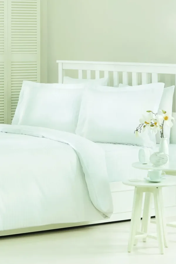 Özdilek Line King Size Saten Nevresim Takımı Beyaz