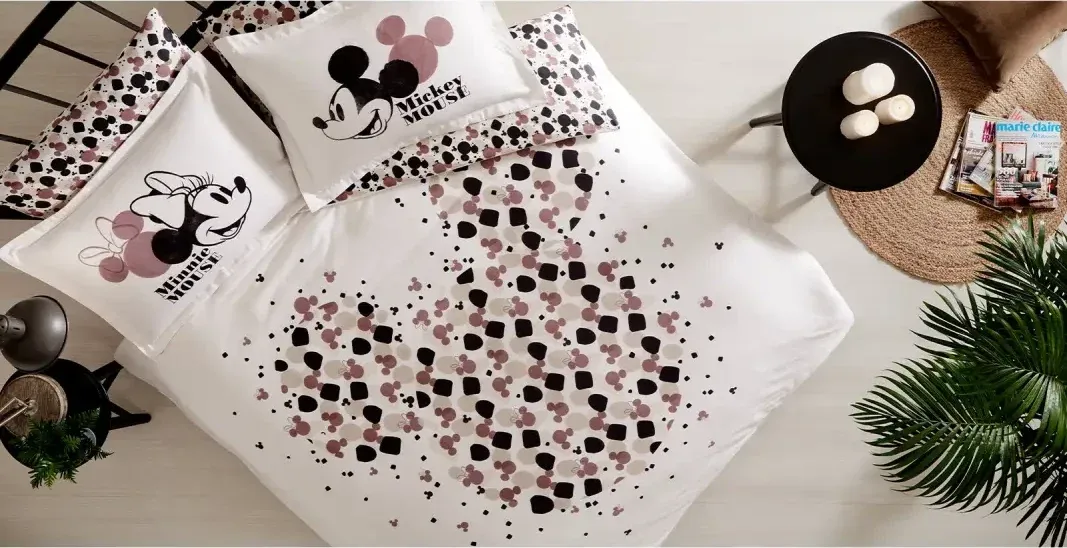 Özdilek Mickey & Minnie Mouse Love Çift Kişilik Disney Lisanslı Lastikli Çarşaf Nevresim Takımı - görsel 3