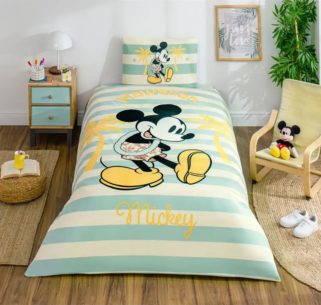 Özdilek Mickey Mouse Hawai Tek Kişilik Disney Lisanslı Lastikli Çocuk Nevresim Takımı - görsel 4