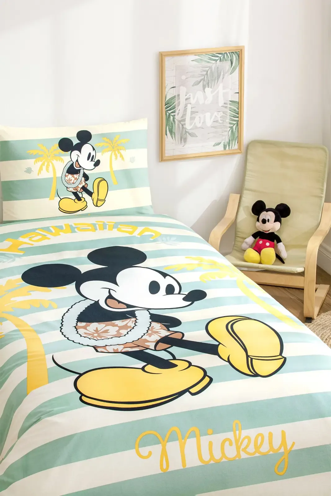 Özdilek Mickey Mouse Hawai Tek Kişilik Disney Lisanslı Lastikli Çocuk Nevresim Takımı - görsel 2