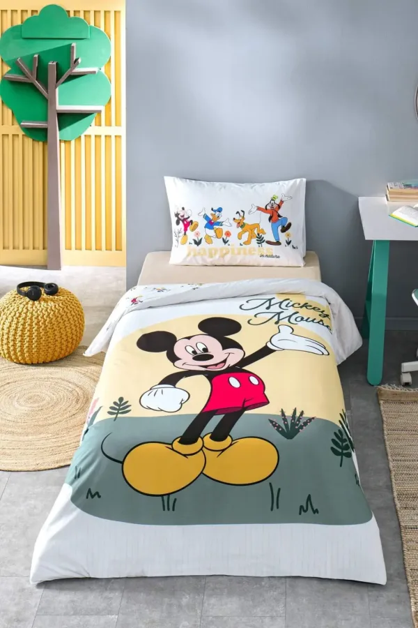 Özdilek Mickey Mouse Nomadic Tek Kişilik Disney Lisanslı Lastikli Çarşaf Çocuk Nevresim Takımı