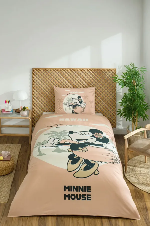 Özdilek Minnie Mouse Hawai Tek Kişilik Disney Lisanslı Lastikli Çocuk Nevresim Takımı