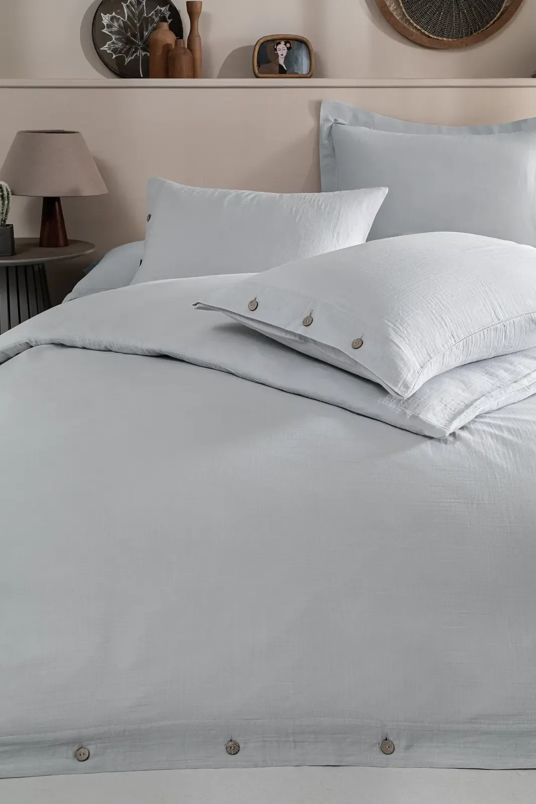 Özdilek Nadia King Size Muslin Nevresim Takımı Açık Gri - görsel 2