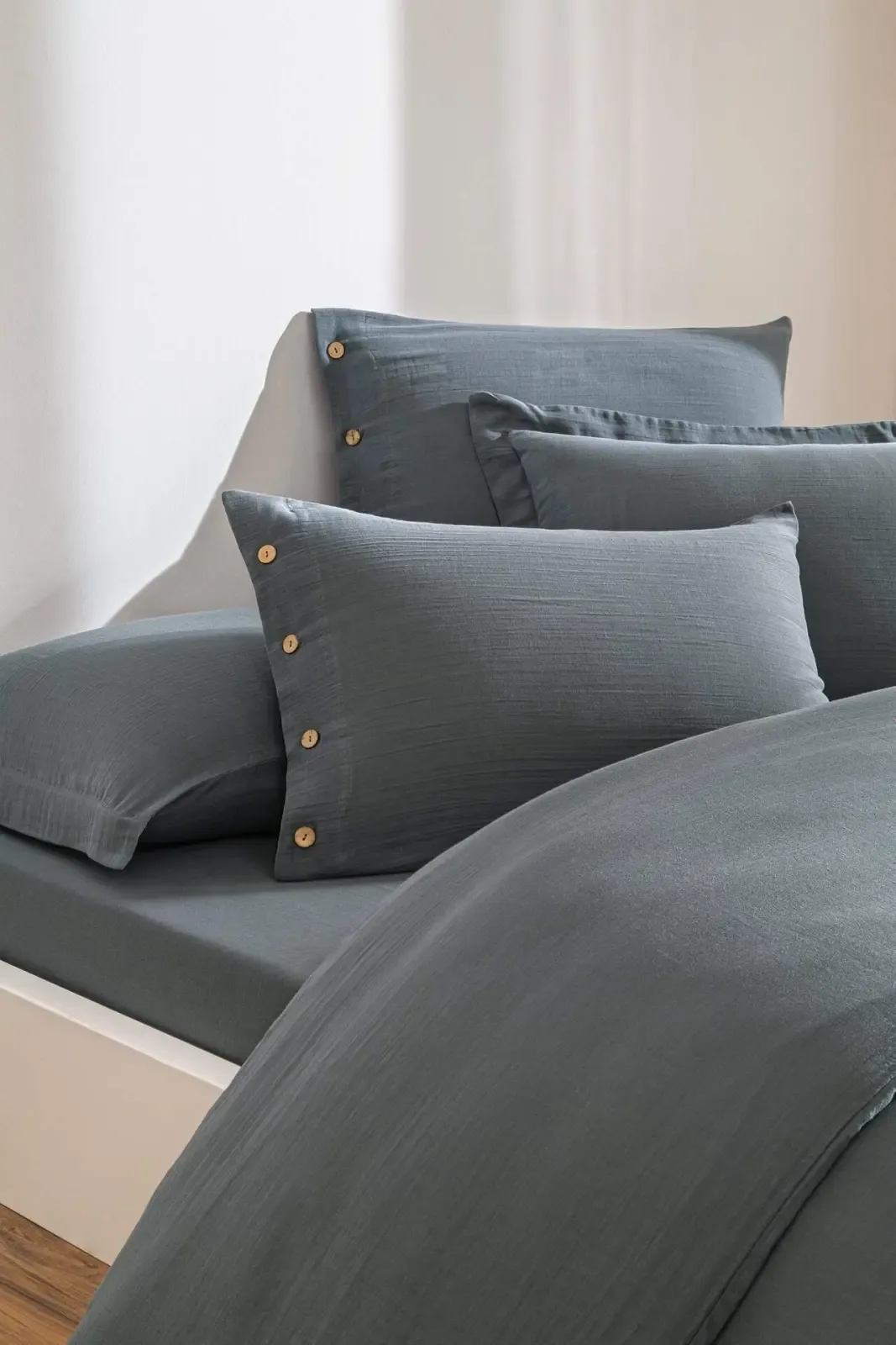 Özdilek Nadia King Size Muslin Nevresim Takımı Antrasit - görsel 3