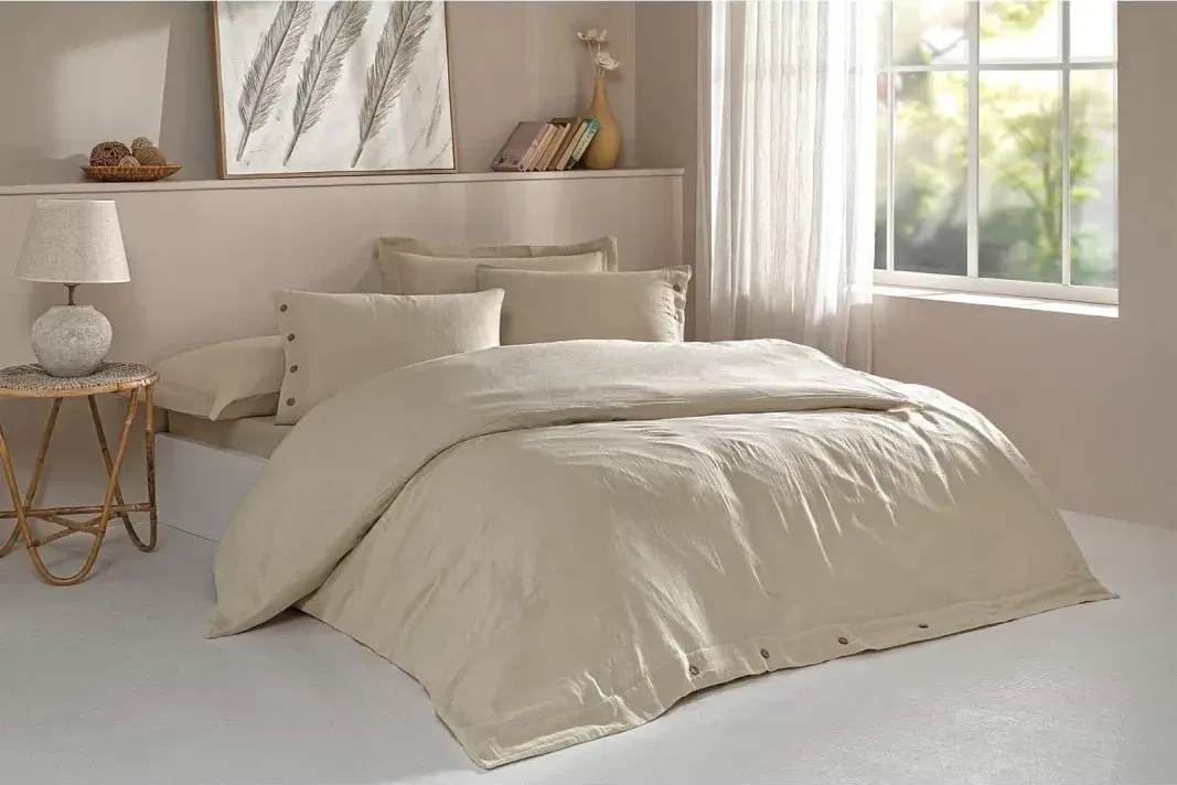 Özdilek Nadia King Size Muslin Nevresim Takımı Bej - görsel 4