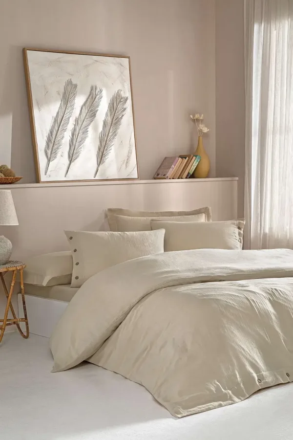 Özdilek Nadia King Size Muslin Nevresim Takımı Bej
