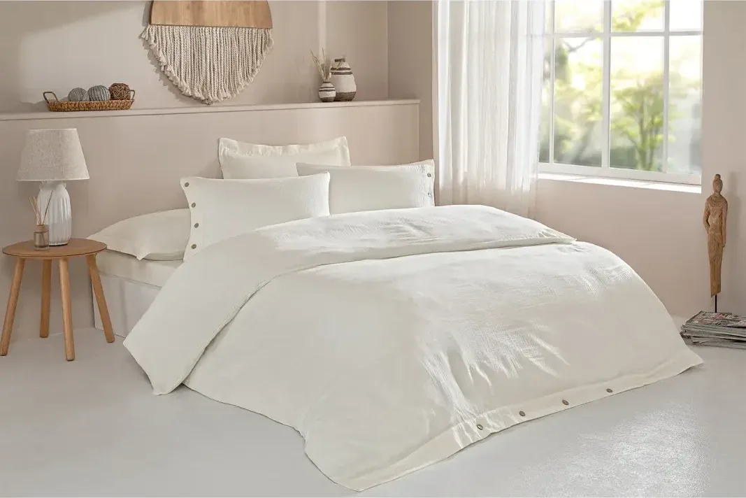 Özdilek Nadia King Size Muslin Nevresim Takımı Krem - görsel 4