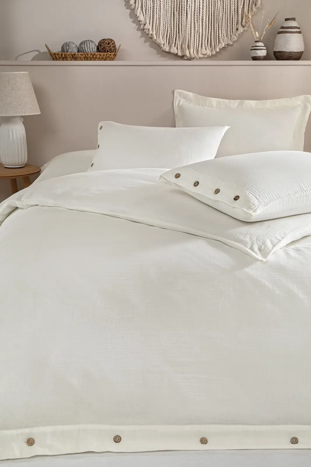 Özdilek Nadia King Size Muslin Nevresim Takımı Krem - görsel 2