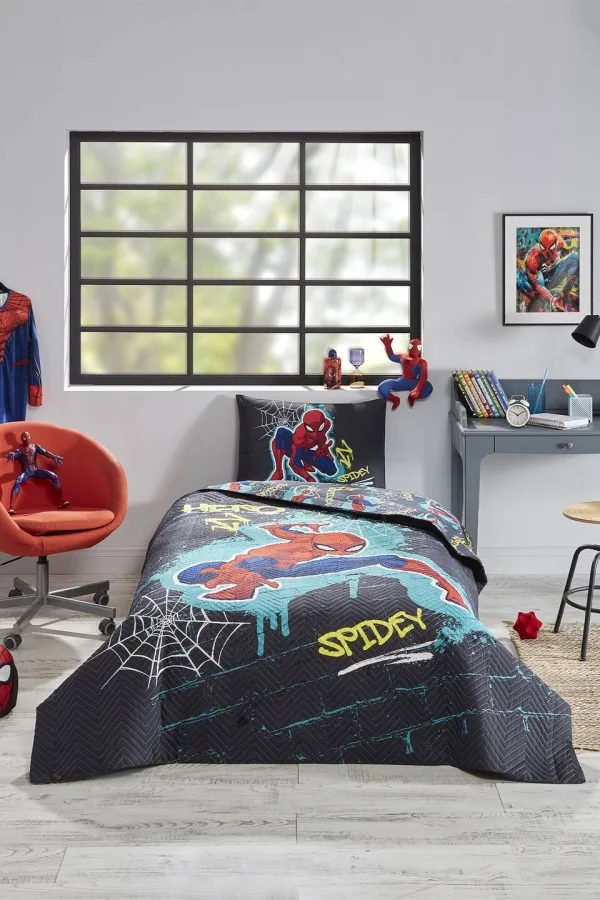 Özdilek Spiderman Street Tek Kişilik Lisanslı Lastikli Çarşaf Kapitone Çocuk Nevresim Takımı