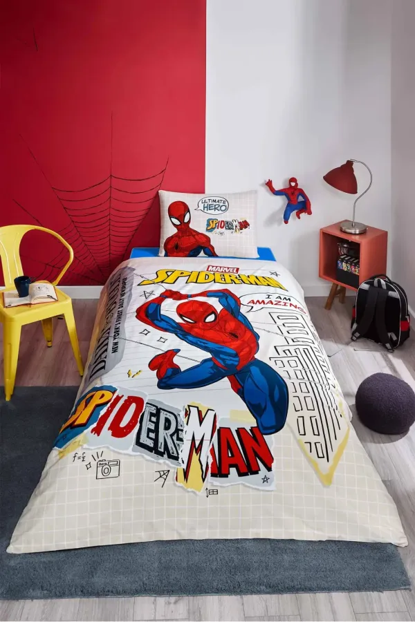 Özdilek Spiderman Web Slinger Tek Kişilik Lisanslı Lastikli Çocuk Nevresim Takımı