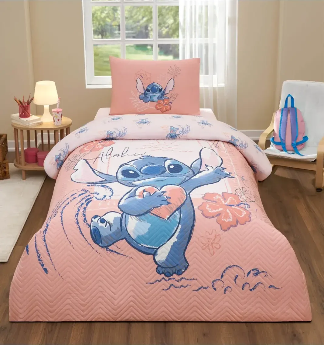 Özdilek Stitch Aloha Disney Lisanslı Kapitoneli Tek Kişilik Çocuk Nevresim Takımı - görsel 4
