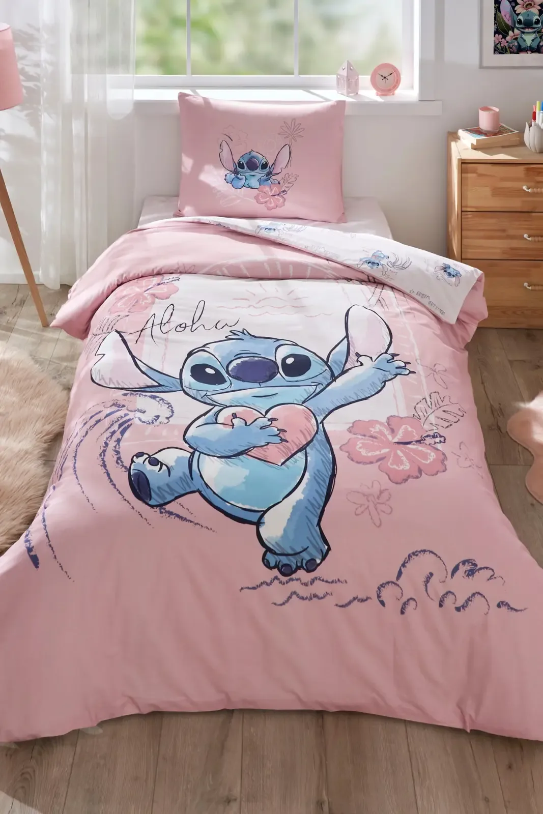 Özdilek Stitch Aloha Tek Kişilik Disney Lisanslı Lastikli Çarşaf Çocuk Nevresim Takımı - görsel 3