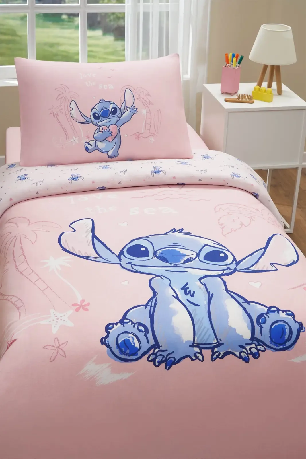 Özdilek Stitch Love Tek Kişilik Disney Lisanslı Lastikli Çocuk Nevresim Takımı - görsel 2