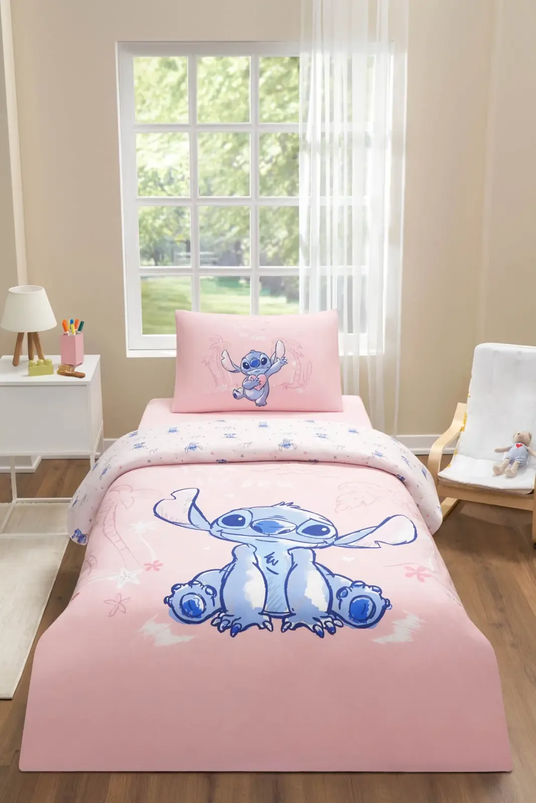 Özdilek Stitch Love Tek Kişilik Disney Lisanslı Lastikli Çocuk Nevresim Takımı