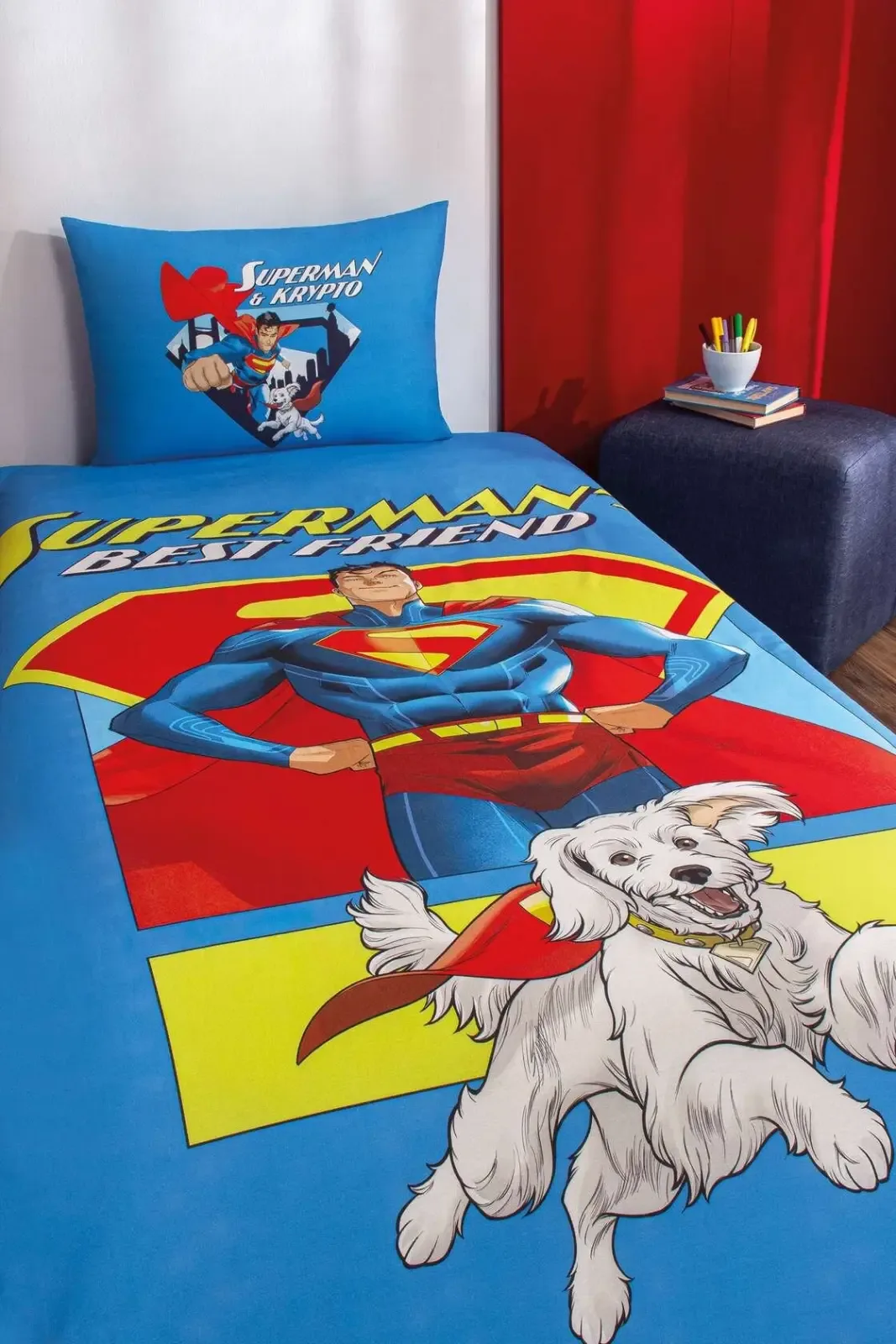 Özdilek Superman Best Friend Tek Kişilik Lisanslı Lastikli Çarşaf Çocuk Nevresim Takımı - görsel 2