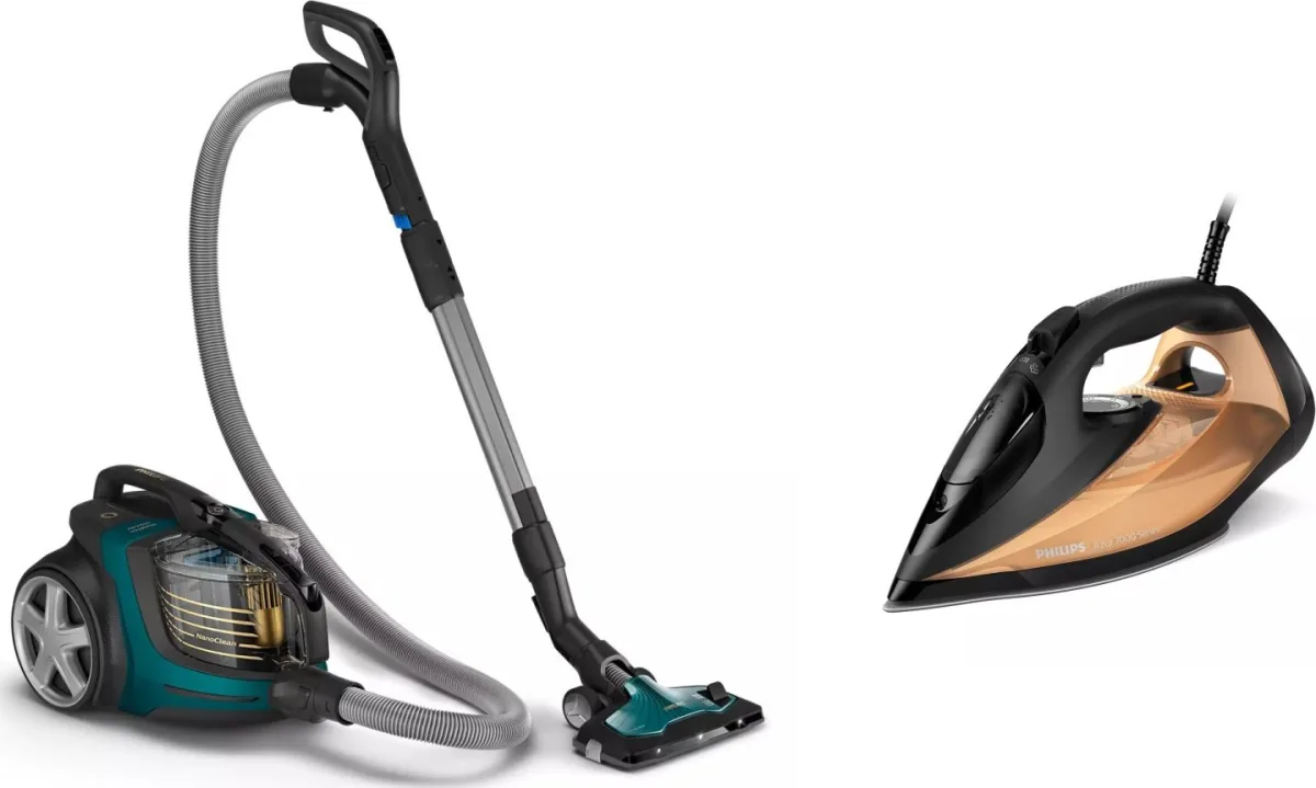 Philips XB9185/07 Torbasız Süpürge + DST7040/80 Buharlı Ütü Paketi