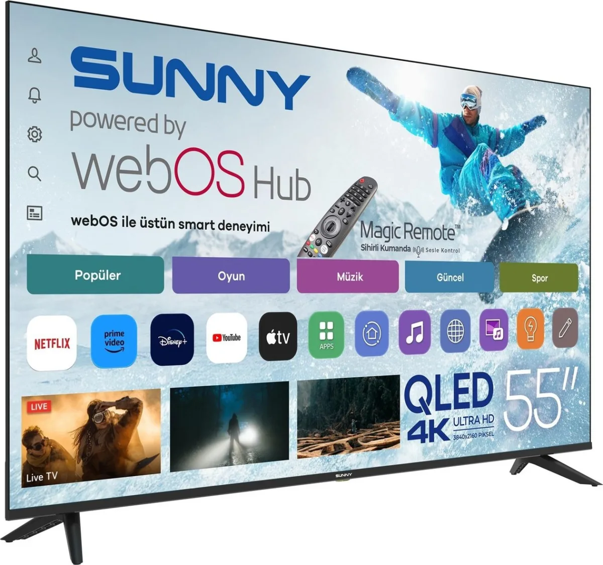 Sunny 55’’ Frameless UHD 4K webOS 2.0 QLED TV SN55QUPRL-W02M - görsel 2
