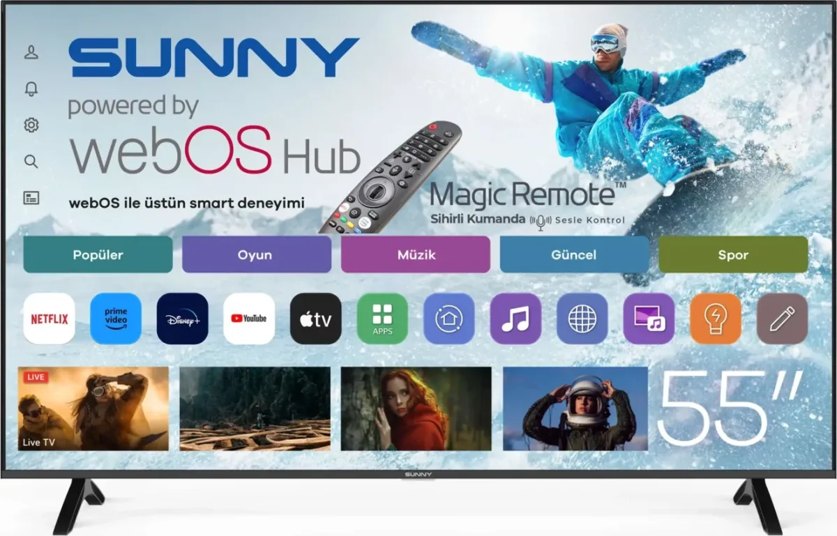 Sunny 55’’ Frameless UHD 4K webOS 2.0 Smart TV SN55FMN252
