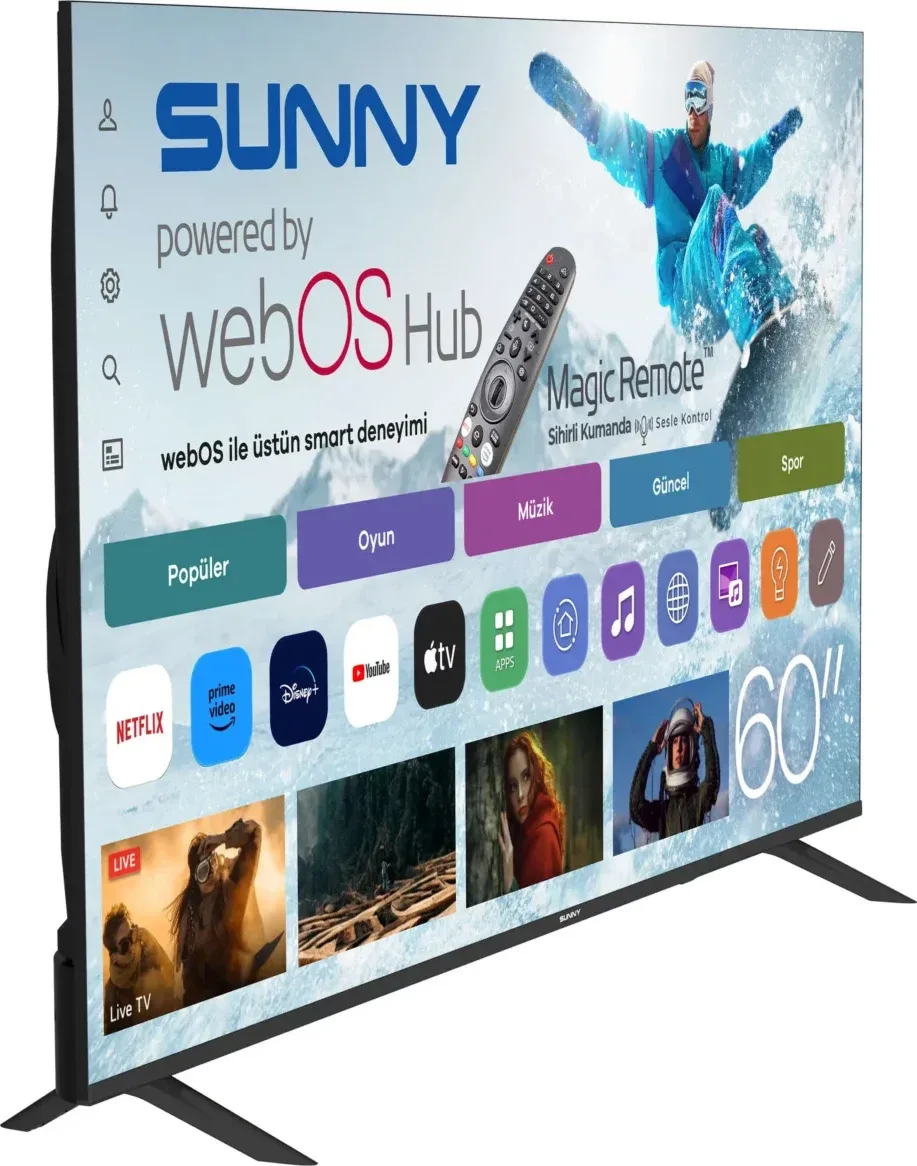 Sunny 60’’ Frameless UHD 4K webOS 2.0 Smart TV SN60LEDM - görsel 2