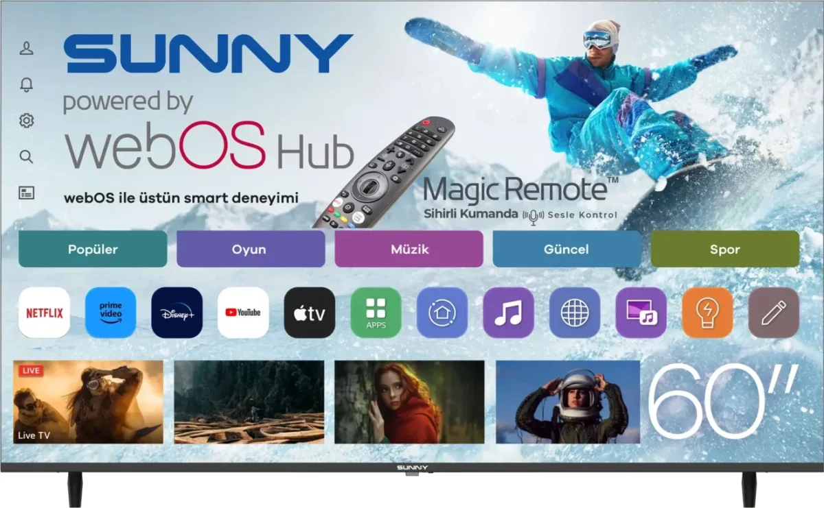 Sunny 60’’ Frameless UHD 4K webOS 2.0 Smart TV SN60LEDM